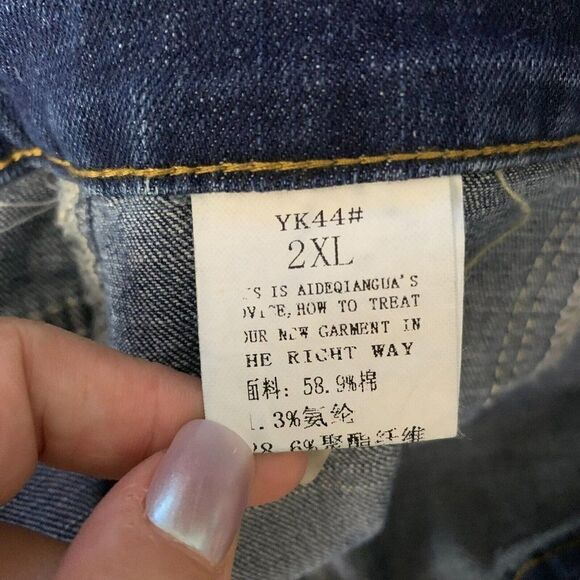 Denim Button Up Overall Pinafore Skirt 2XL Blue Stretch Pockets Adjustable Strap - Picture 7 of 7